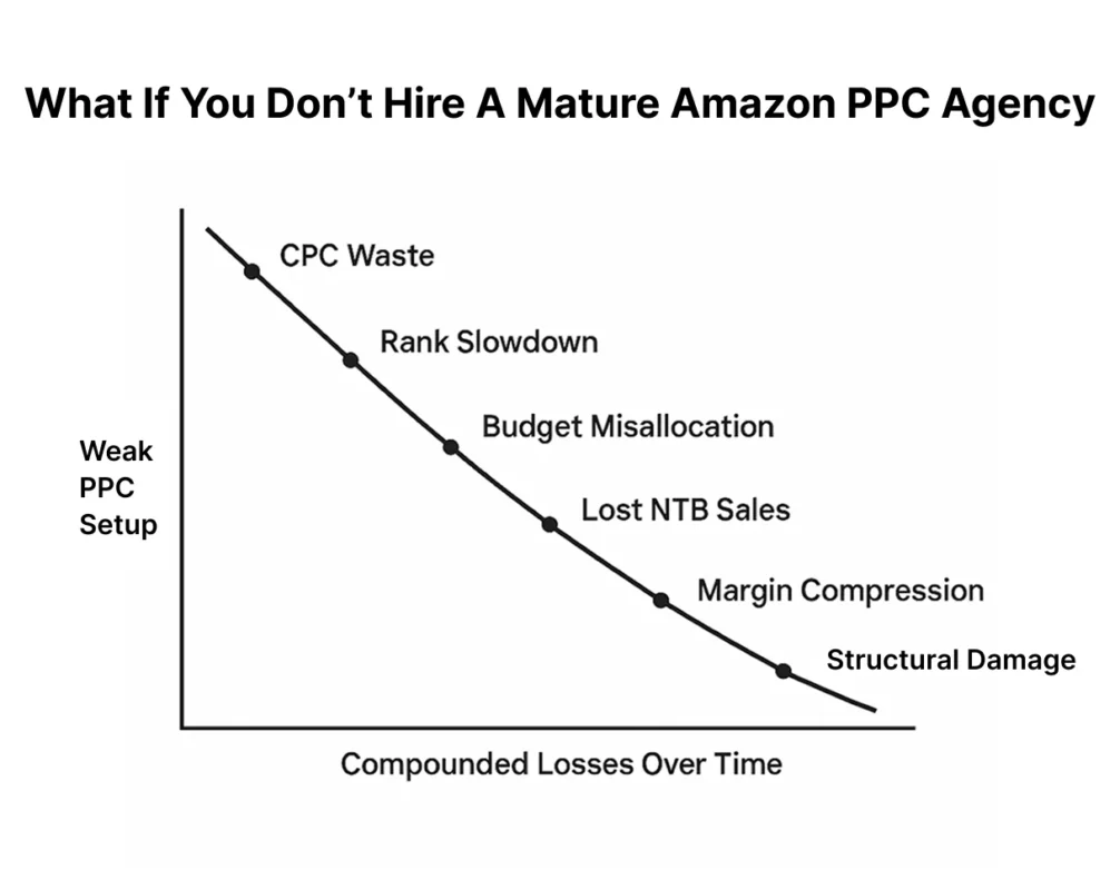 graph showing what if you dont hire a mature Amazon PPC agency